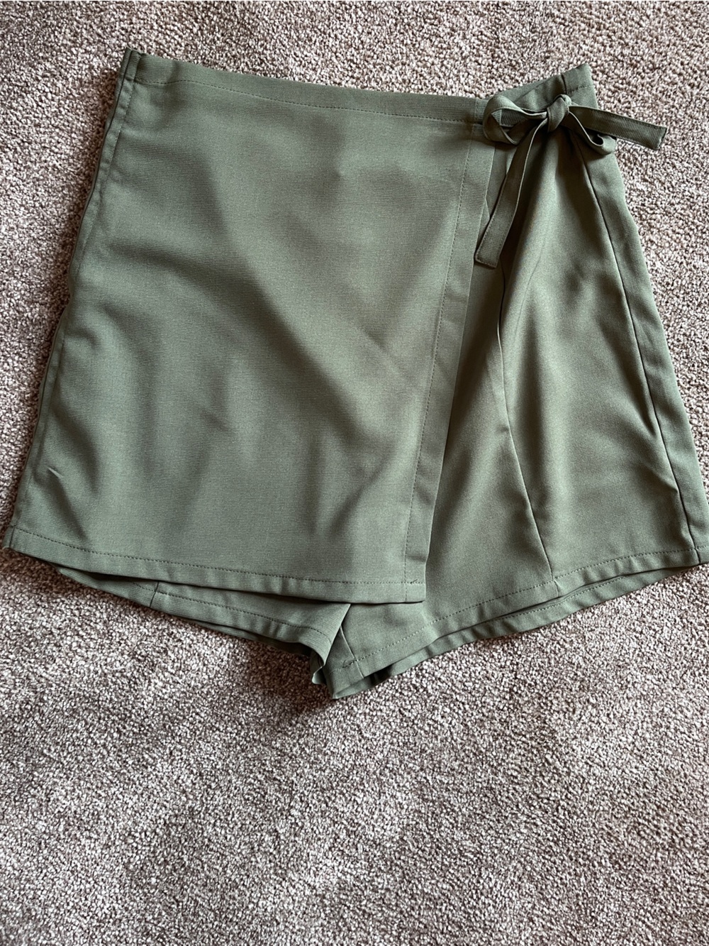 Women’s Olive Green Wrap-Front Shorts